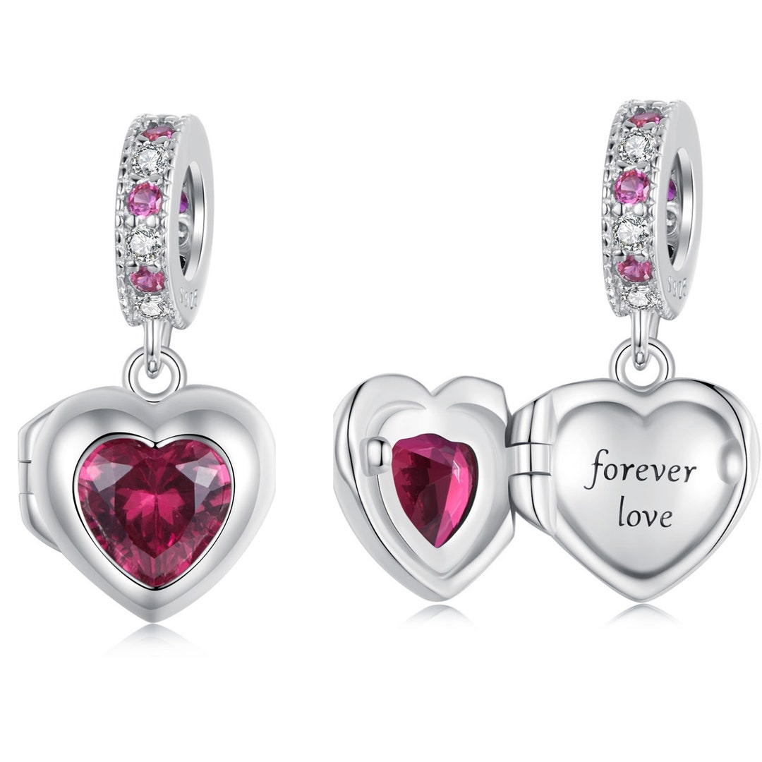 Embrace Charm Bead – Love Heart With Wings – Red Genuine 925 Sterling Silver – EC