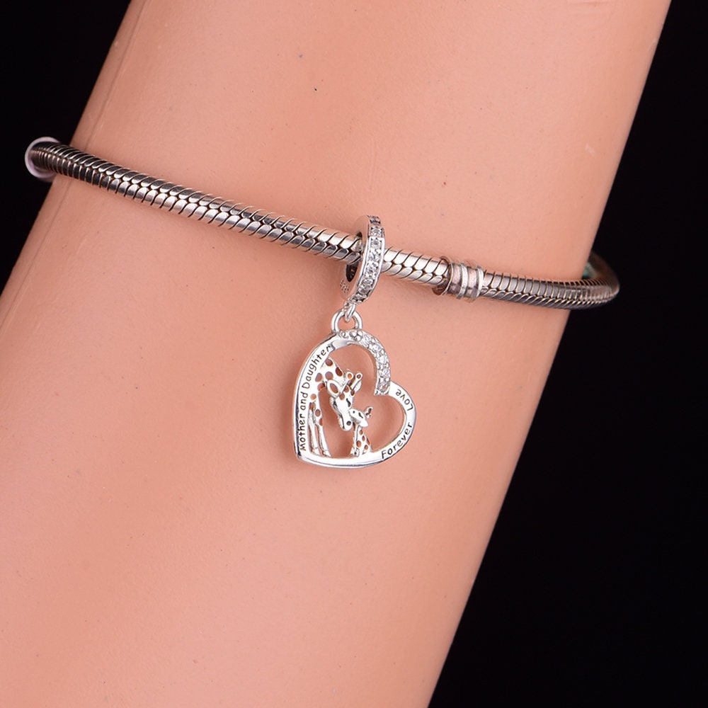 Charm Bracelet Lettre En Argent 925 Plaqué Platine - Compatible Pandora - Cadeau Pour Femme, Maman, Amie - 2