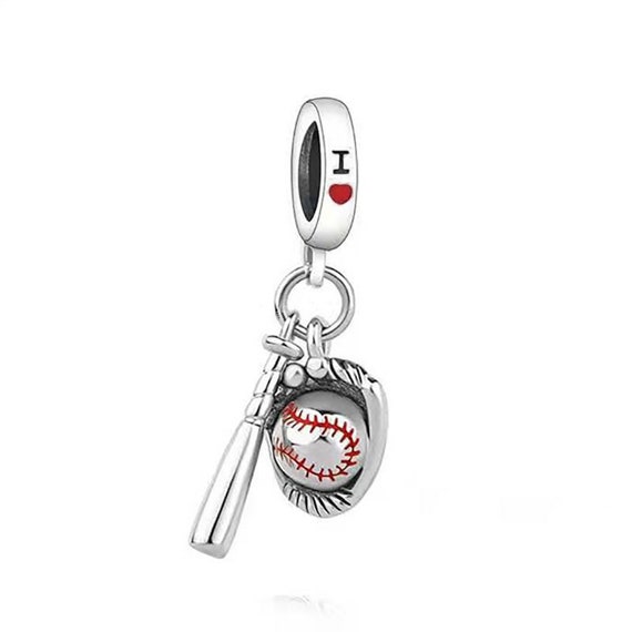 I Love Baseball Charm, 925 Sterling Silver Charms, Charms for