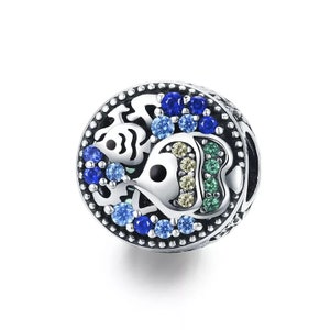 Blue CZ Fish Bead Charm,925 Sterling Silver Charms,Charms for Pandora Bracelet,Charms for Bracelet,Fit Pandora Charms
