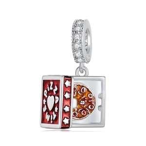 Divertida pizza en encanto de caja, encantos para pulsera Pandora, para pulsera de encanto Pandora, encantos de Pandora aptos, encantos de plata de ley 925