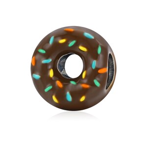 Fit Pandora Charms,Charms for Pandora Bracelet, Chocolate Donut Delicious Dessert Bead Charm,Charms for Bracelet,925 Sterling Silver Charms