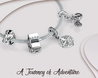 Linx Bracelet With Jeep Girl Themed Charms 925 Sterling Silver