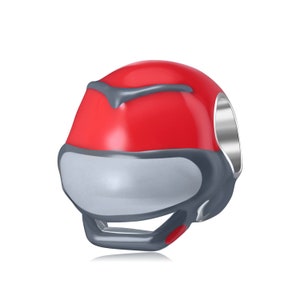 Red Sport Helmet Charm, Charms for Pandora Bracelet, Charms for Bracelet, 925 Sterling Silver Charms, Fit Pandora Charms