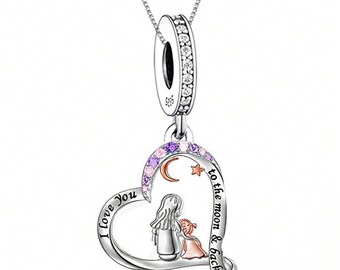 Charm Moon Necklace Silver Pandora Moon Charm Pandora I Love You