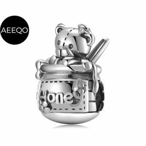 AEEQO Honig Bär Charm, 925 Sterling Silber Charms, Charms für Pandora Armband, Für Pandora Bettelarmband, Passend für Pandora Charms