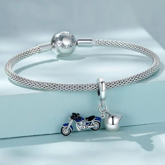 Motorcycle Scooter With Helmet Charm 925 Sterling Silver Charms Fit Pandora Charm for Pandora Charm Bracelet Charms for Pandora Bracelet Etsy