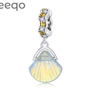Ocean Series Sparkling Glazed Shell Pendant Charm, Charms for Pandora Bracelet, Fit Pandora Charms, 925 Sterling Silver Charms