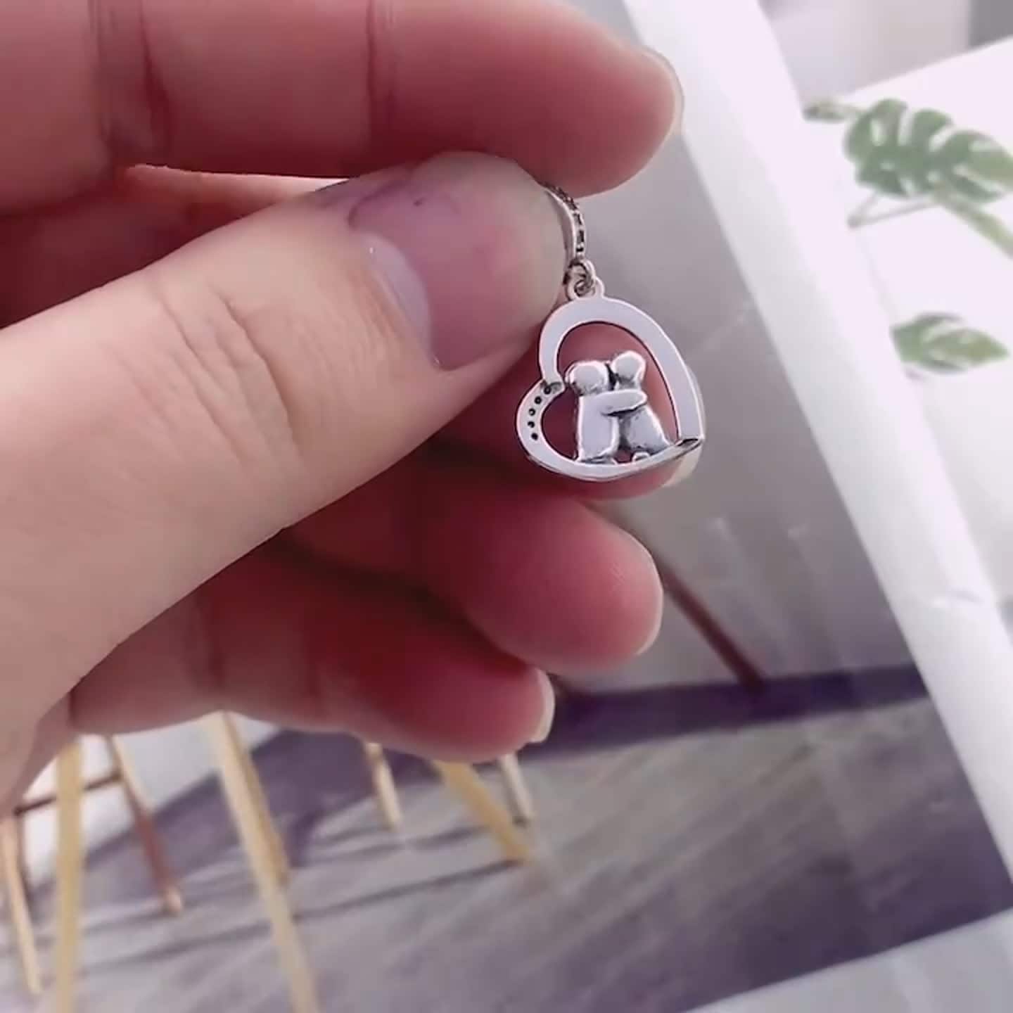 Charm Mamma I Love Mom cuore rosa in argento 925 - Les Folies