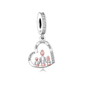 Mummy We Love You Charm, For Pandora Charm Bracelet, Fit Pandora Charms, Charms for Pandora Bracelet, 925 Sterling Silver Charms