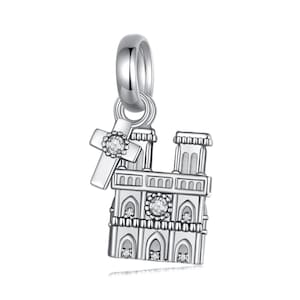 Notre Dame de Paris Pendant Charm, 925 Sterling Silver Charms, Fit Pandora Charms, For Pandora Charm Bracelet, Charms for Pandora Bracelet