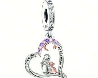 Mother Daughter Son I Love You to the Moon Back Pendant Charm