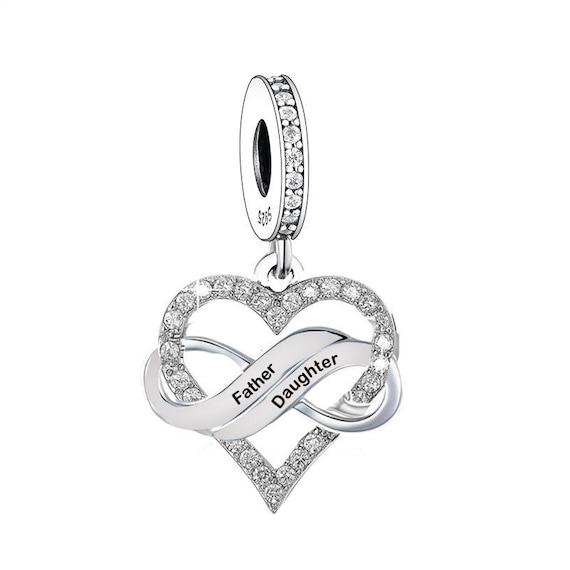 Father Daughter Grandma GrandChildren Endless Love Heart Charm Fit Pandora Charms Charms for Pandora Bracelet 925 Sterling Silver Charms