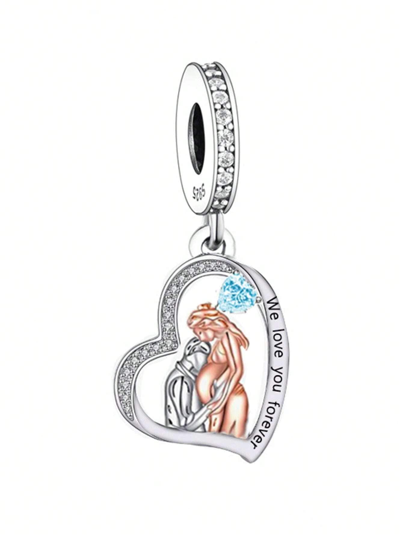 Acquista BAMOER 925 Sterling Silver Amore Materno Fascino Tallone Mano Cuore Pendente Placcato Platino Adatto Festa Della Mamma Braccialetto Gioielleria Raffinata In Italia A Partire Da 7.55 - Foto 2