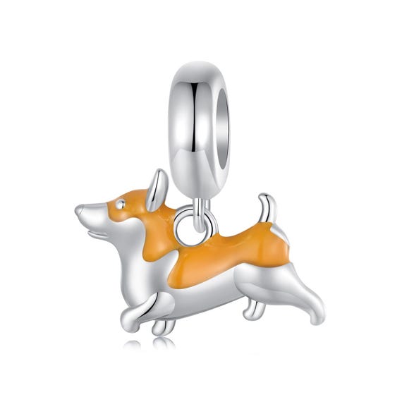 Corgi Dog Dangle Pendant Charm, 925 Sterling Silver Charms, for