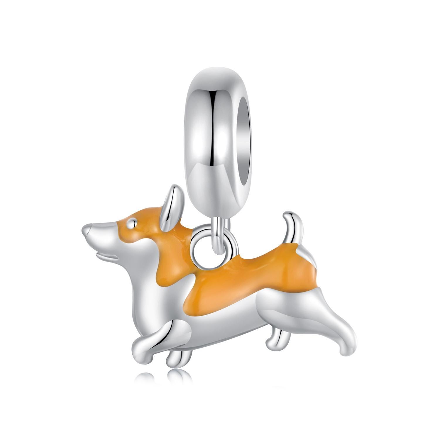 Corgi Dog Dangle Pendant Charm, 925 Sterling Silver Charms, for