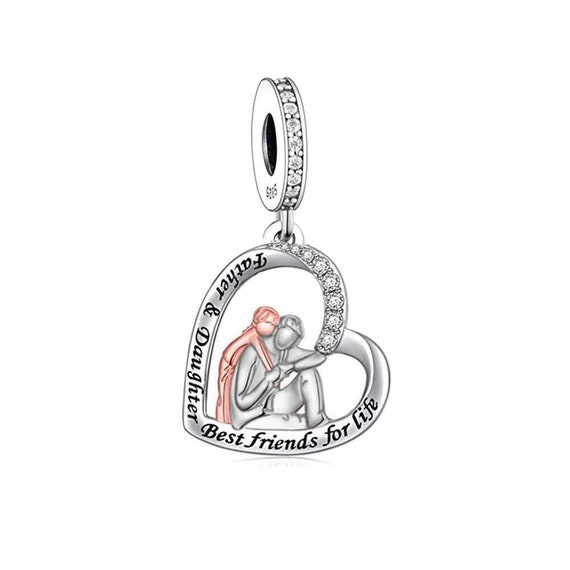 Charm pere et fille meilleurs amis breloques pour bracelet Pandora breloques en argent sterling 925 pour bracelet a breloques Pandora
