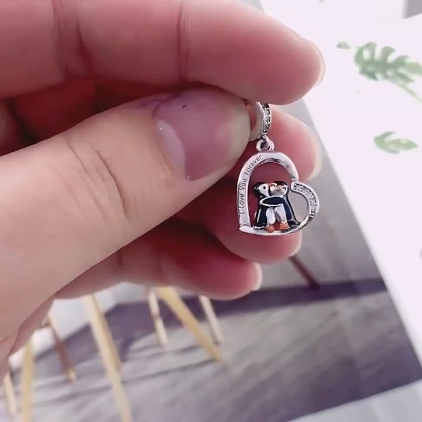 カップルペンギン「I Love You Forever」チャーム、パンドラ
