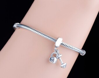 Strong Women Weightlifting Barbell Weight Dumbbell Charm 925 Sterling Silver Charms Charms for Pandora Bracelet Fit Pandora Charms Etsy