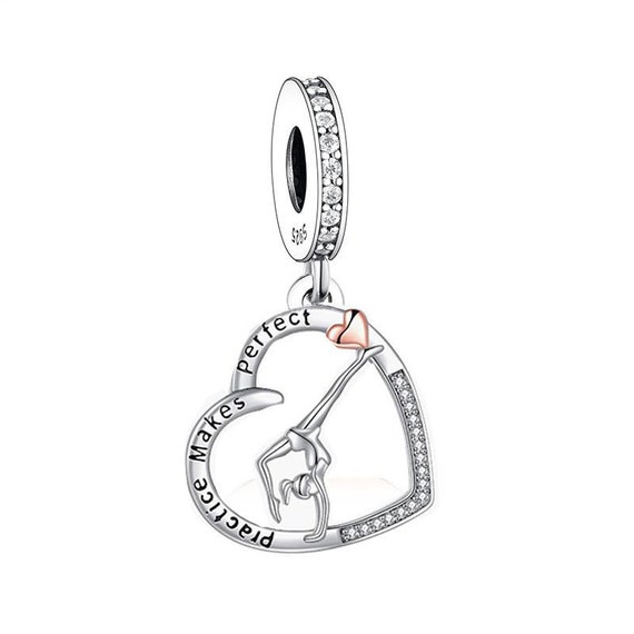 Gymnastics Charm Practice Makes Perfect Charm Charms for Pandora Bracelet Fit Pandora Charms 925 Sterling Silver Charms