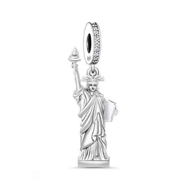 Statue de la liberté de New York avec torche et breloque livre, breloques pour bracelet Pandora, breloques en argent sterling 925, breloques Fit Pandora