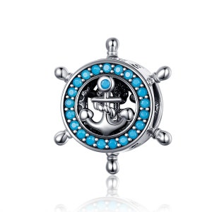 Ship Wheel and Anchor Charm, 925 Sterling Silver Charms, For Pandora Charm Bracelet, Fit Pandora Charms, Charms for Pandora Bracelet