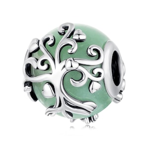 Tree of Life Aventurine Charm, 925 Sterling Silver Charms, Charms for Pandora Bracelet, For Pandora Charm Bracelet, Fit Pandora Charms