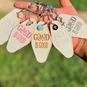 God Is Good Motel Keychain – Faith-inspired Retro Key Tag | Christian gift for Women | Scripture - Inspired Stocking Stuffer |Small Business