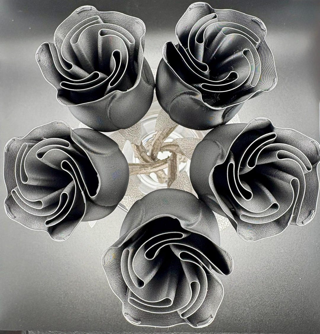3D Printed Black Rose,silver Stem, Gothic Decor, Anniversary Gift, Home ...