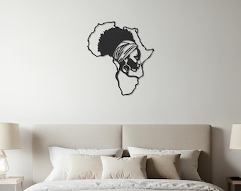 Metal Wall Art Afrikaanse vrouw, afro-silhouet kaartdecor
