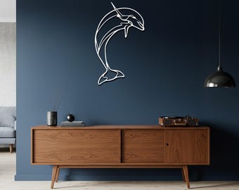Dolphin Metal Wall Art – Modern Ocean Silhouette Decor