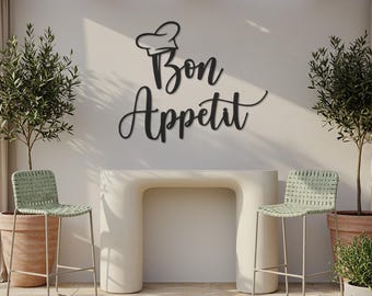 Bon Appetit Metal Wall Decor, Chef Hat Kitchen Sign