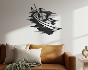 Rowboat Metal Wall Art, Nautical Coastal Lake House Decor