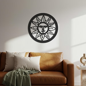 Metalen muurkunst zonnegezicht – Boho Celestial Home Decor