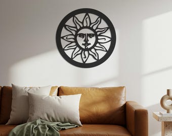 Metalen muurkunst zonnegezicht – Boho Celestial Home Decor