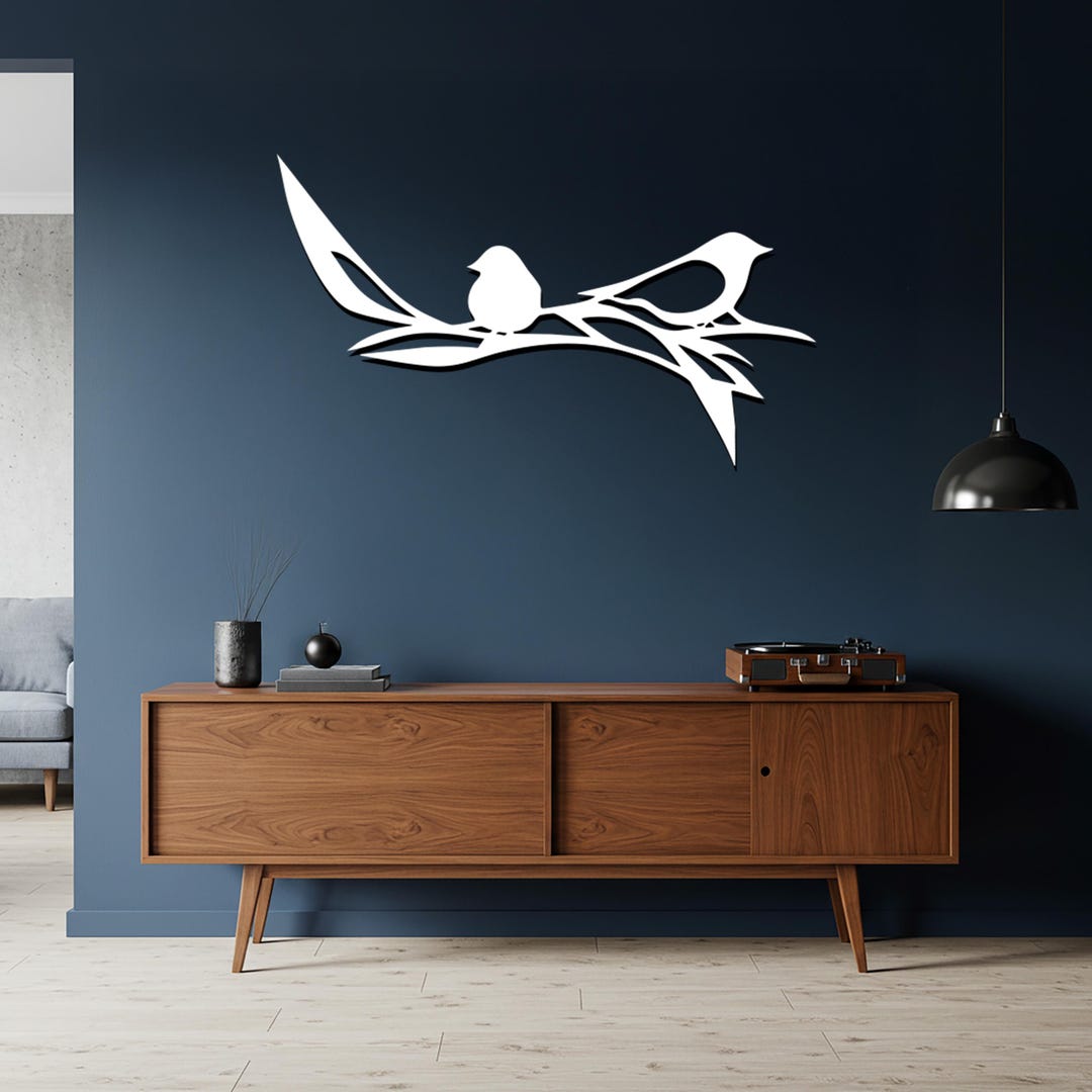 Metal Bird on Branch Wall Art, Minimalist Iron Silhouette - Etsy