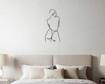 Arte lineal minimalista del cuerpo femenino: escultura de hierro, decoración de pared moderna
