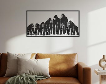 Metalen muurkunst Gorilla Family, decor junglesilhouet