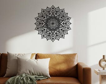 Mandala floral de metal para pared – Decoración boho para el hogar