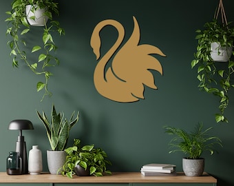 Swan Metal Wall Art, Modern Iron Bird Sculpture, Elegant Silhouette Decor