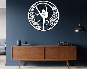 Metal Ballerina Wall Art, Floral Dancer Silhouette