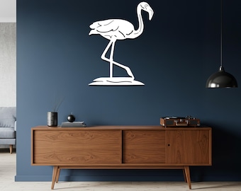Metal Flamingo Wall Art, Tropical Bird Silhouette, Modern Iron Decor