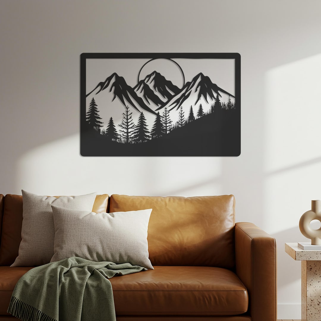 Mountain Forest Metal Wall Art: Rustic Cabin Lodge Decor - Etsy