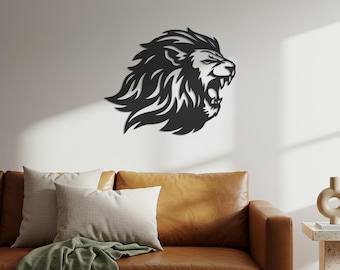 Laser Cut Lion Metal Wall Art, Roaring Jungle Decor