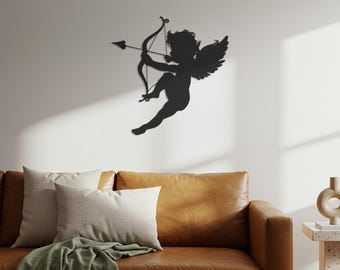 Silueta de Cupido en metal para pared – Decoración romántica para el hogar