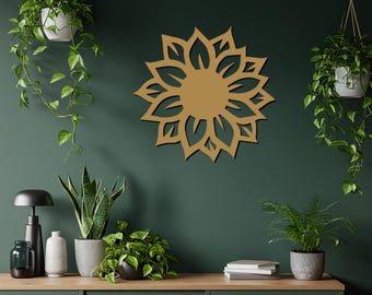 Modern Iron Sunflower Wall Art, Minimalist Floral Decor