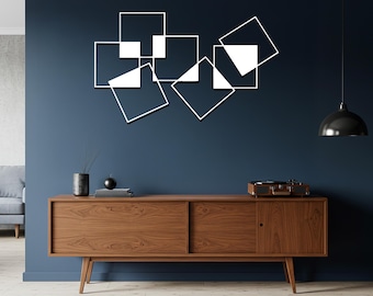Geometric Squares Metal Wall Art, Modern Minimalist Sculpture