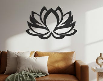 Arte mural de flor de loto en metal – Decoración zen minimalista