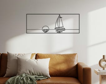 Sailboat Metal Wall Art: Nautical Sunset Scene, Coastal Decor
