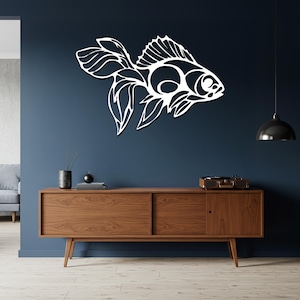 Fish Metal Wall Art – Flowing Silhouette Tropical Fish Design, Coastal Nautical Decor for Living Room, Bathroom or Beach House Wall